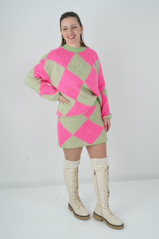 Set- Pullover & Rock in Salbei-Pink (36-40)