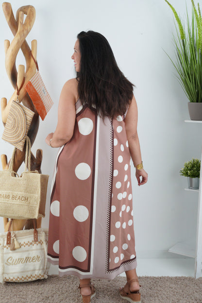 Kleid in Taupe-Schoko (36-42+)