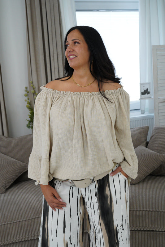 Musselin Bluse in Beige (42-46)
