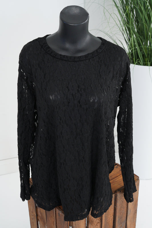 Spitzenshirt in Schwarz (40-44)