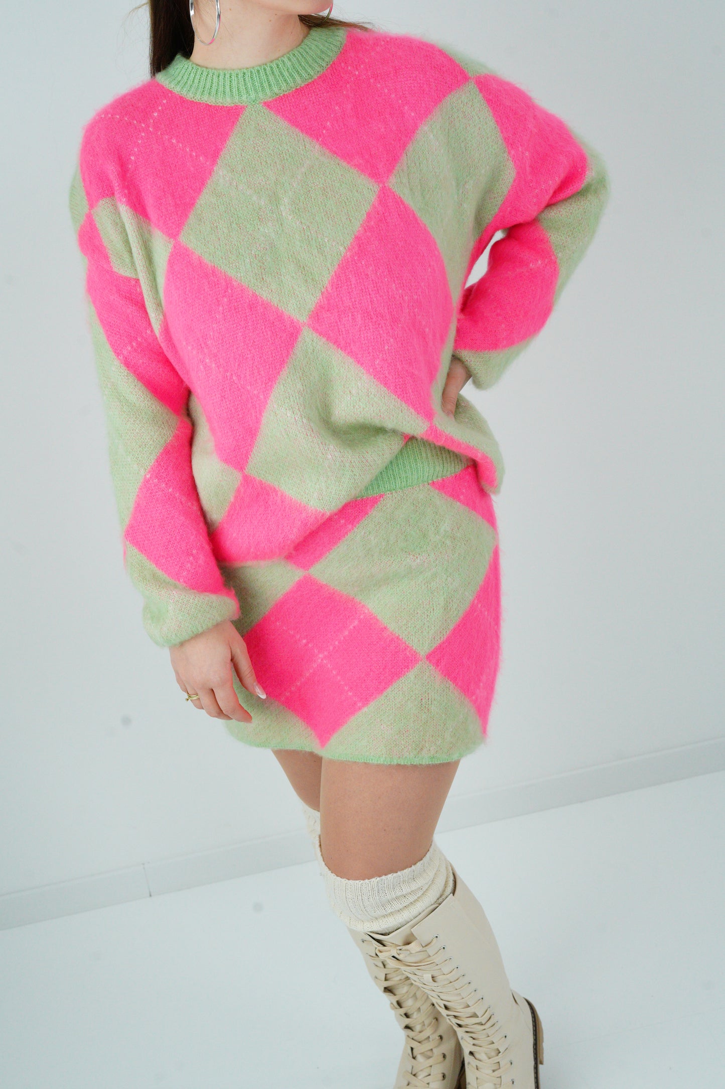 Set- Pullover & Rock in Salbei-Pink (36-40)