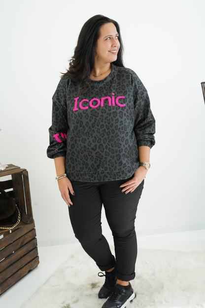 Sweatshirt in Khaki-Neonpink (40-44)
