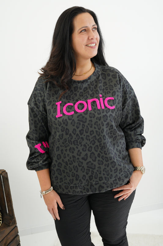 Sweatshirt in Khaki-Neonpink (40-44)