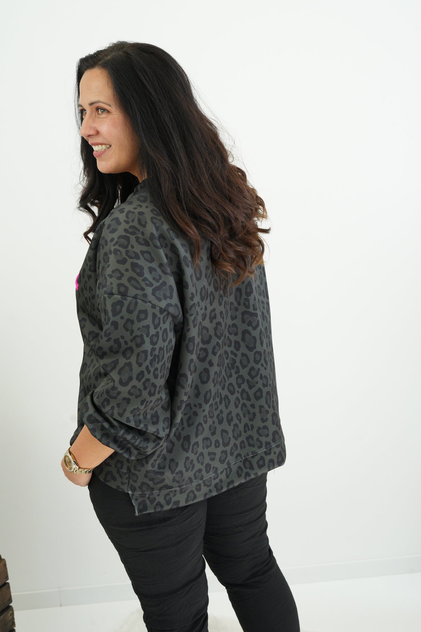 Sweatshirt in Khaki-Neonpink (40-44)