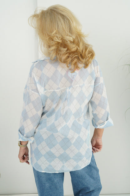 Bluse in Blau/Weiß (40-44)