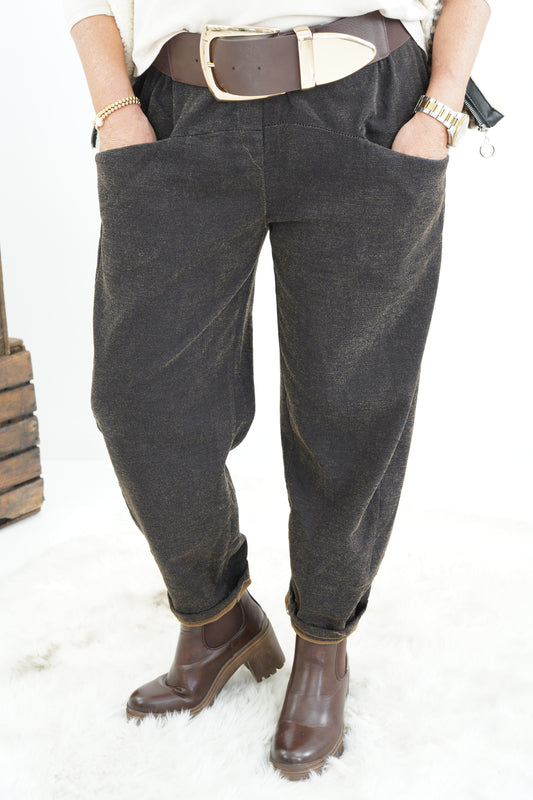 Joggpant in Schoko-Camel (38-42+)