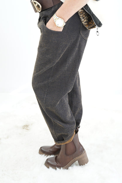 Joggpant in Schoko-Camel (38-42+)