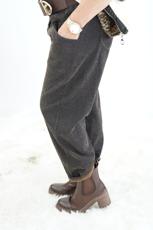 Joggpant in Schoko-Camel (38-42+)