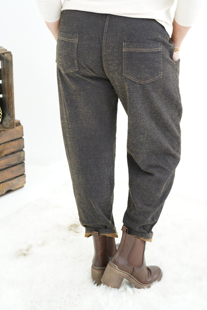 Joggpant in Schoko-Camel (38-42+)