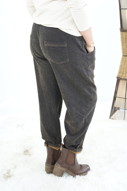 Joggpant in Schoko-Camel (38-42+)