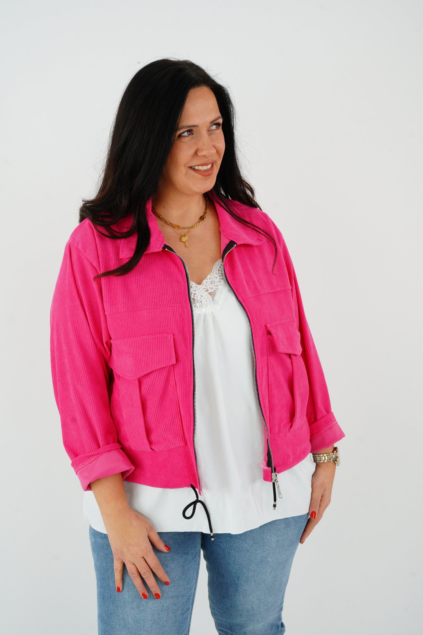 Fein Cord Jacke in Pink (40-44)