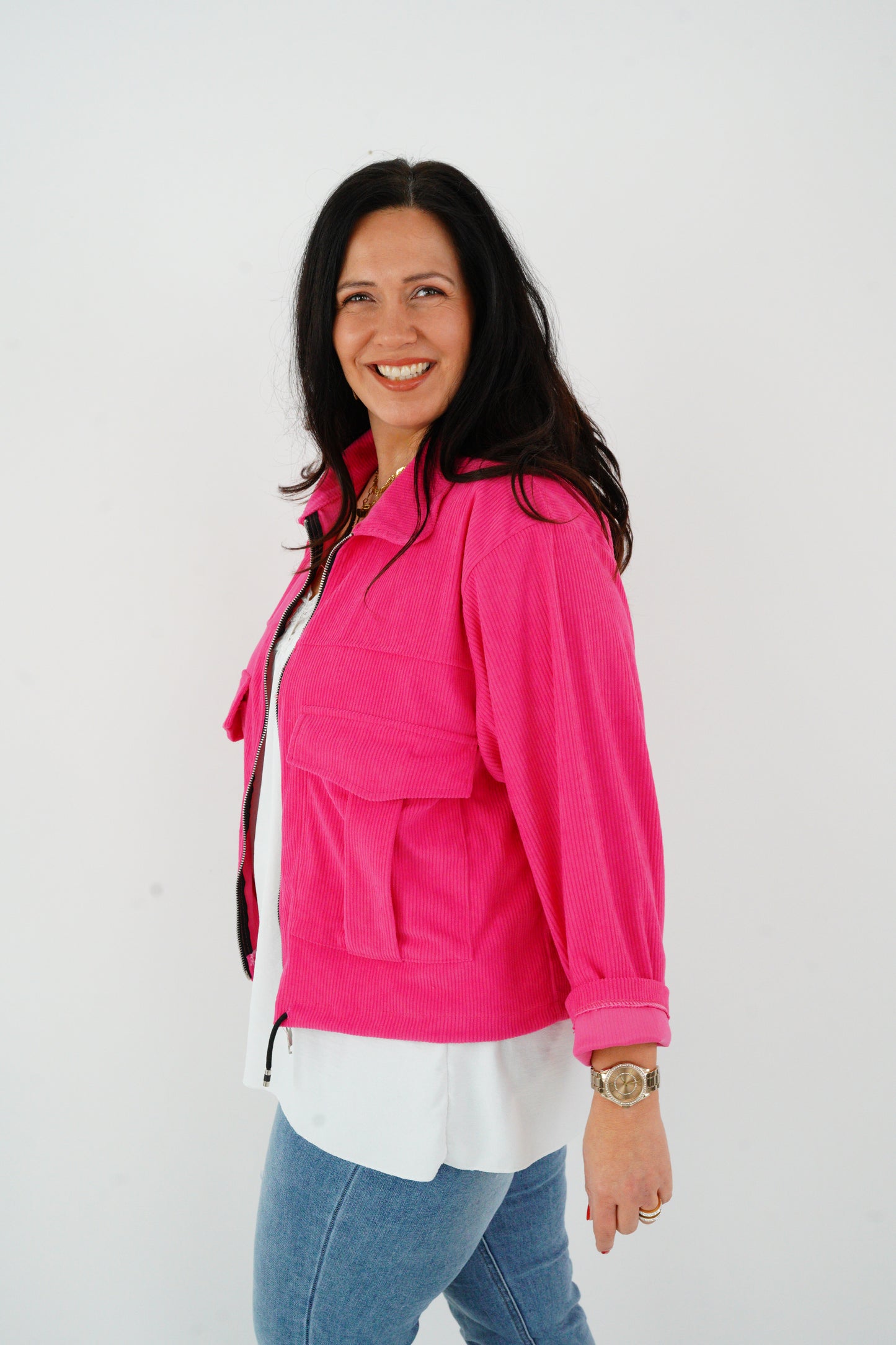 Fein Cord Jacke in Pink (40-44)