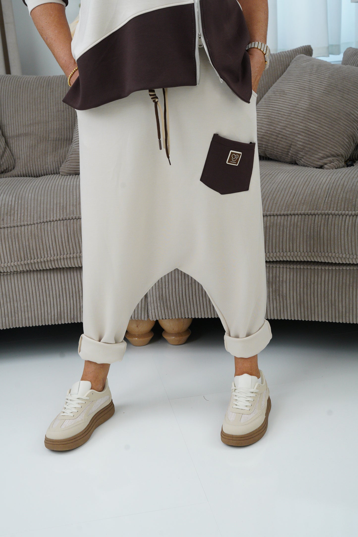 Sarong Hose in Beige-Schoko (38-44)