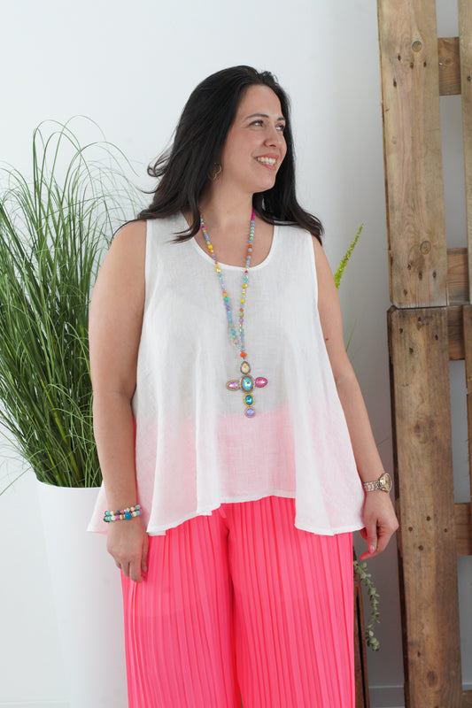 Leinen Top in Weiß (40-46)