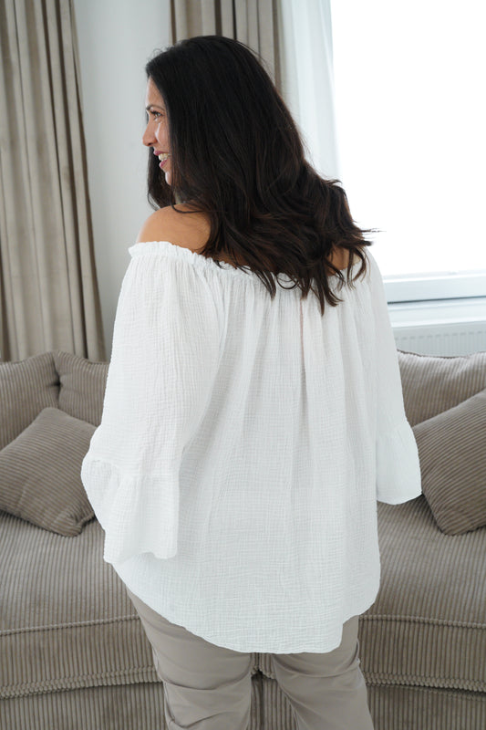 Musselin Bluse in Weiß (42-46)