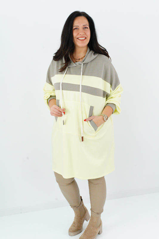 Long Hoody in Taupe-Gelb (42-48)