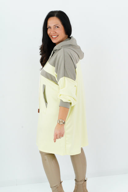 Long Hoody in Taupe-Gelb (42-48)