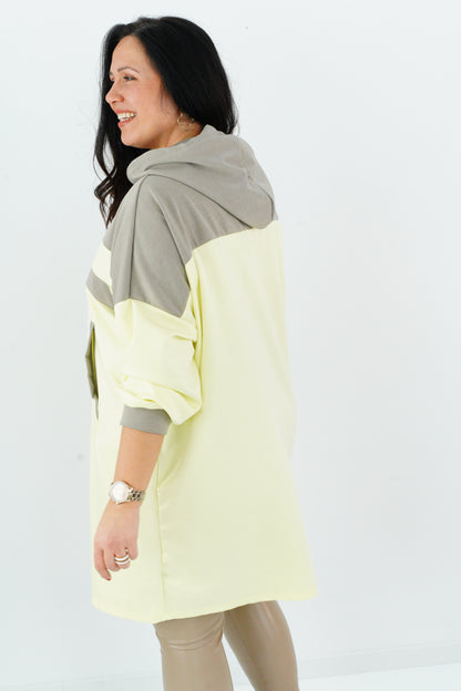 Long Hoody in Taupe-Gelb (42-48)