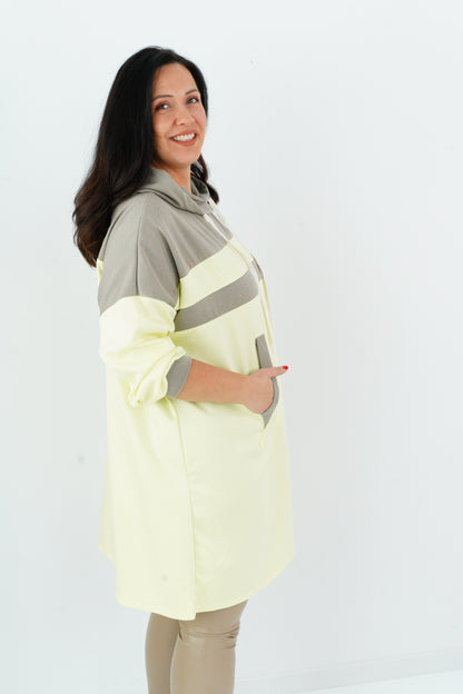 Long Hoody in Taupe-Gelb (42-48)