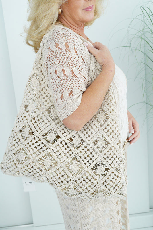 Häkel-Tasche in Beige