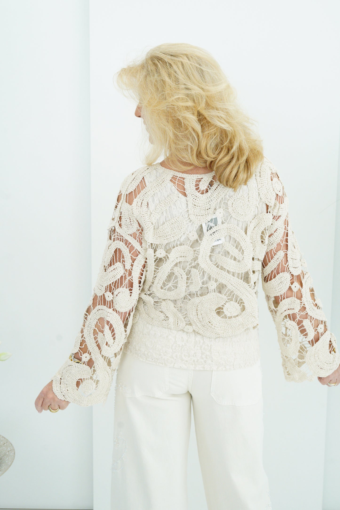 Häkel-Pullover in Beige (38-42+)