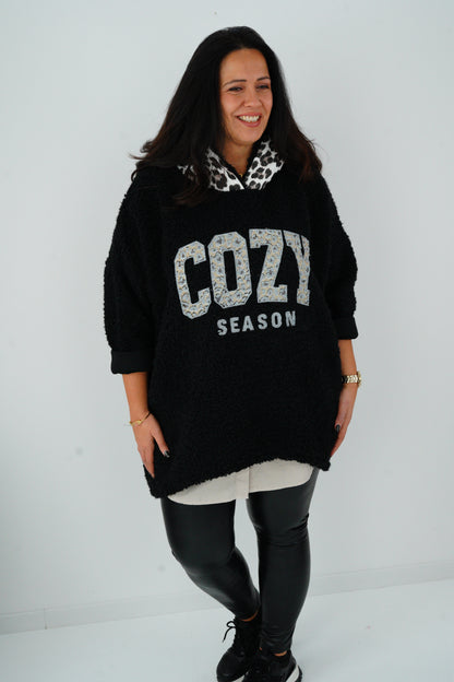 Long Hoddie in Schwarz (38-46)