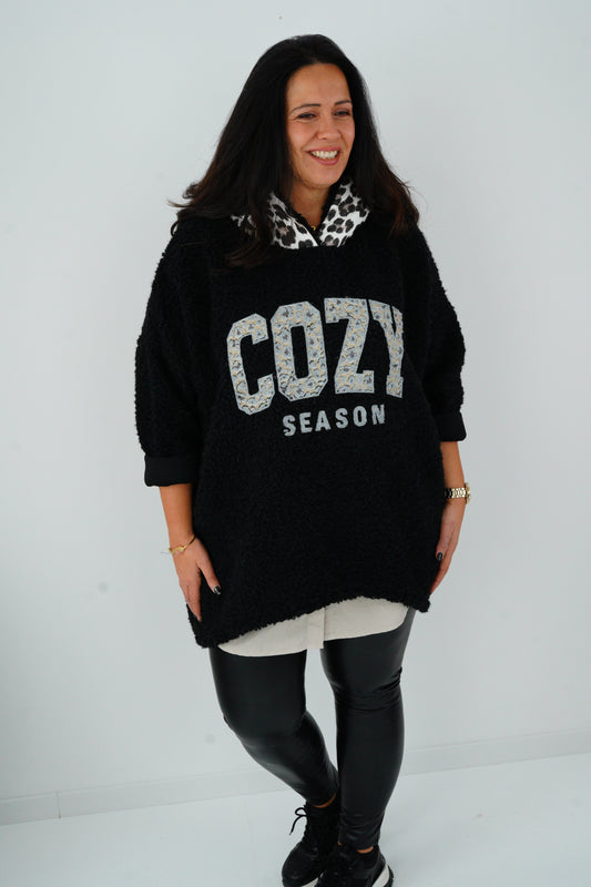 Long Hoddie in Schwarz (38-46)