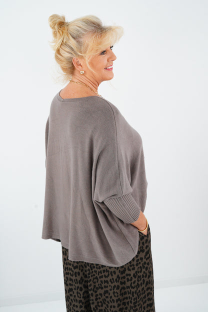 Pullover in Taupe (42-48-Oversize)