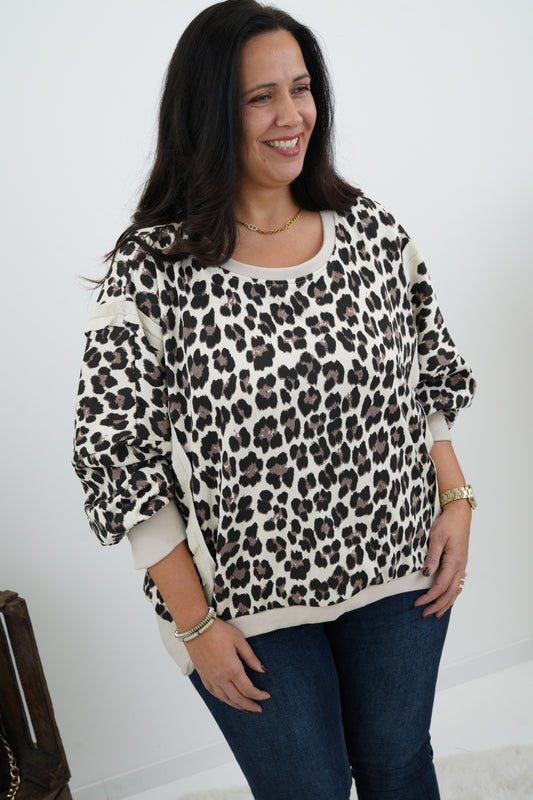 Sweatshirt in Leo-Beige (40-46)