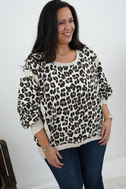 Sweatshirt in Leo-Beige (40-46)
