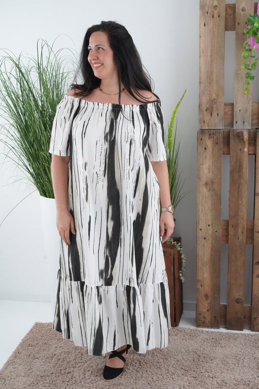 Kleid in Schwarz-Beige (40-44)