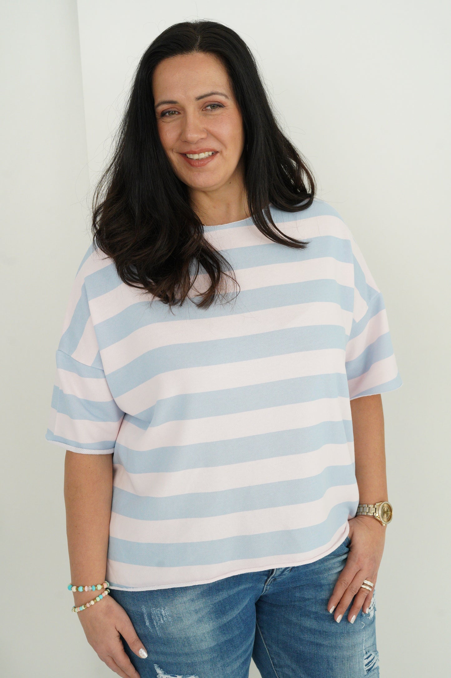 T-Shirt in Hellblau-Rose (40-44+)