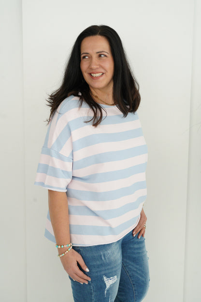 T-Shirt in Hellblau-Rose (40-44+)