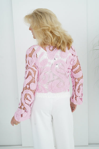 Häkel-Pullover in Rosa (38-42+)