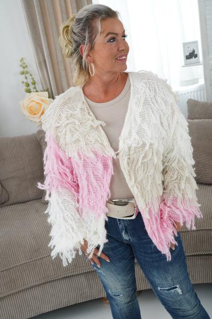 Strickjacke in Beige-Rosa (36-42)