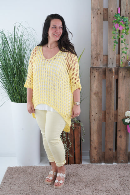 Loch-Pullover in Gelb (40-44)