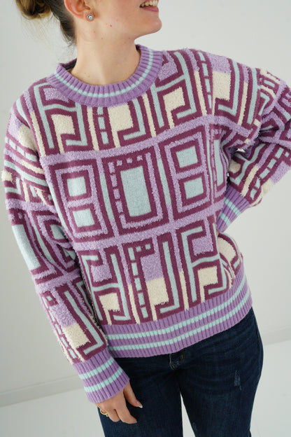 3er-Bundle Pullover – Lila, Grün & Braun (36–40)