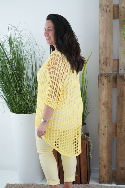 Loch-Pullover in Gelb (40-44)