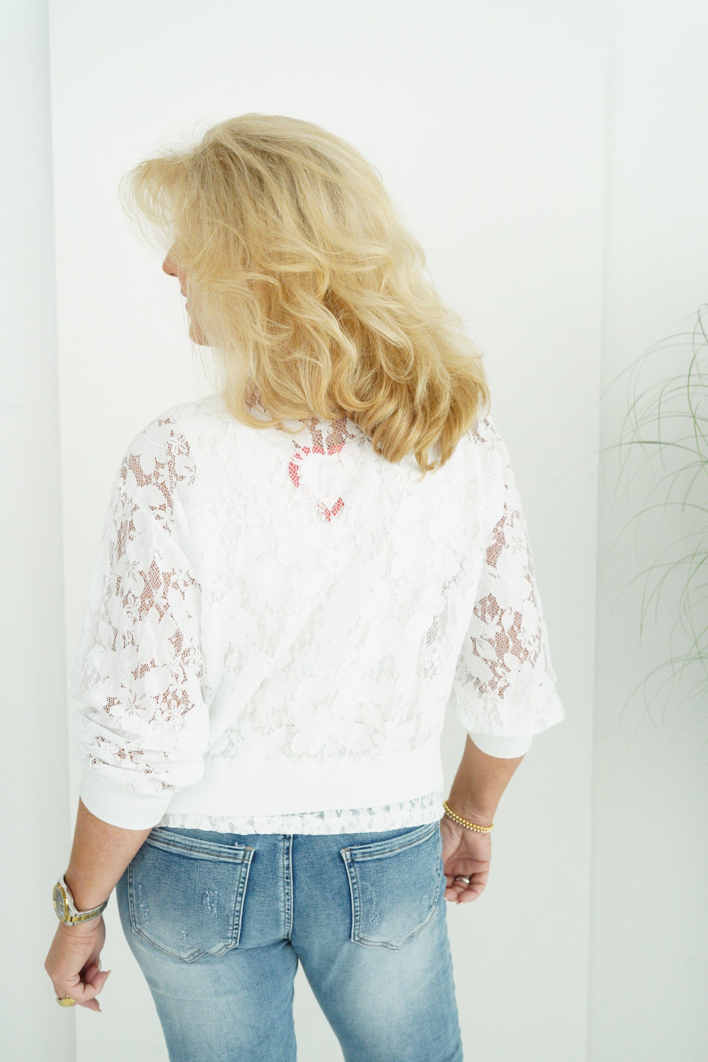 Spitzen Blouson in Weiß (38-42+)