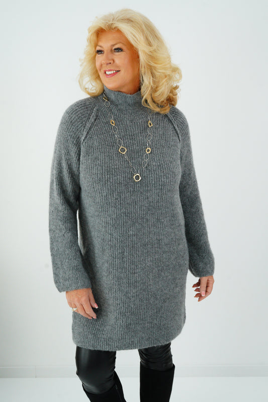 Long Pullover in Grau (38-42)