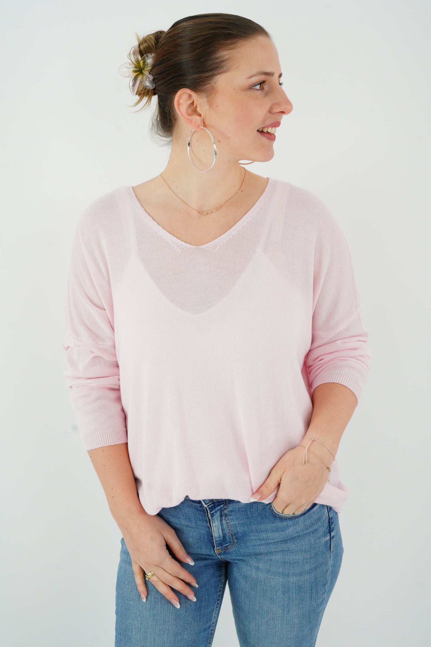 Feinstrick Pullover in Rosa (38-42)