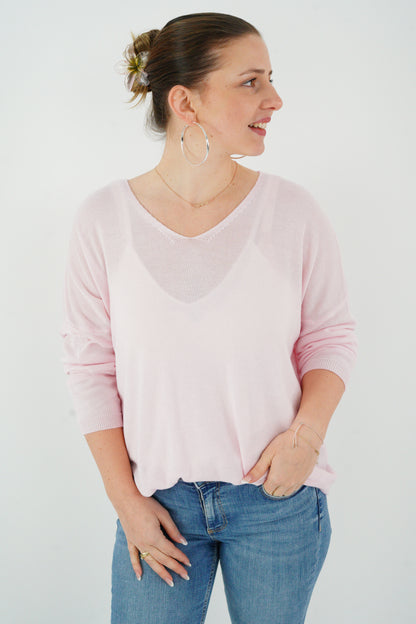 Feinstrick Pullover in Rosa (38-42)