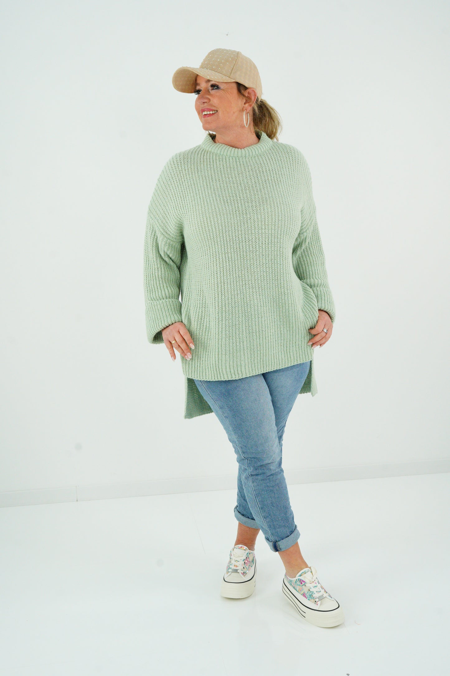 Strickpullover in Salbei (38-42)