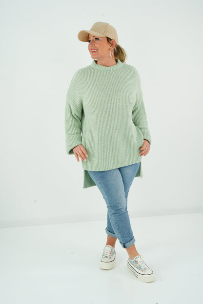 Strickpullover in Salbei (38-42)