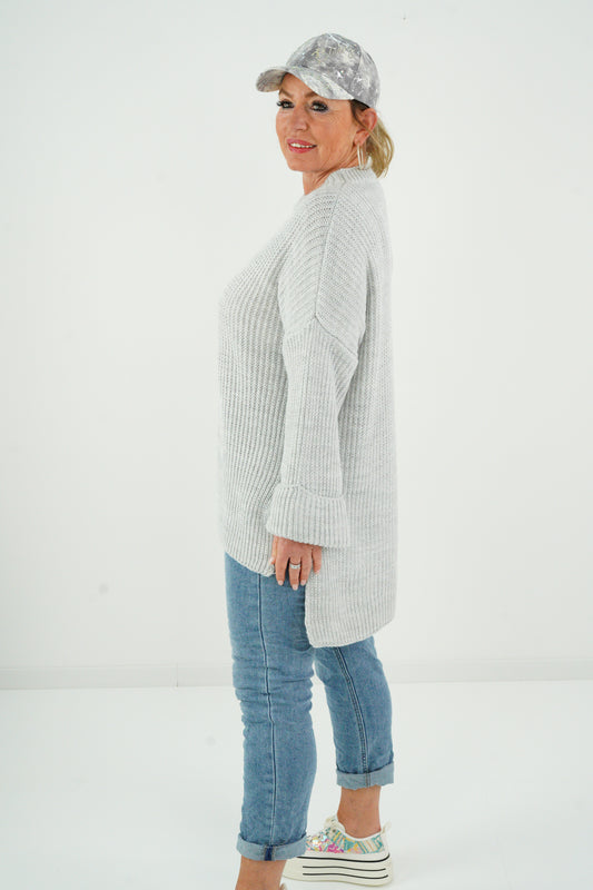 Strickpullover in Hellgrau (38-42)