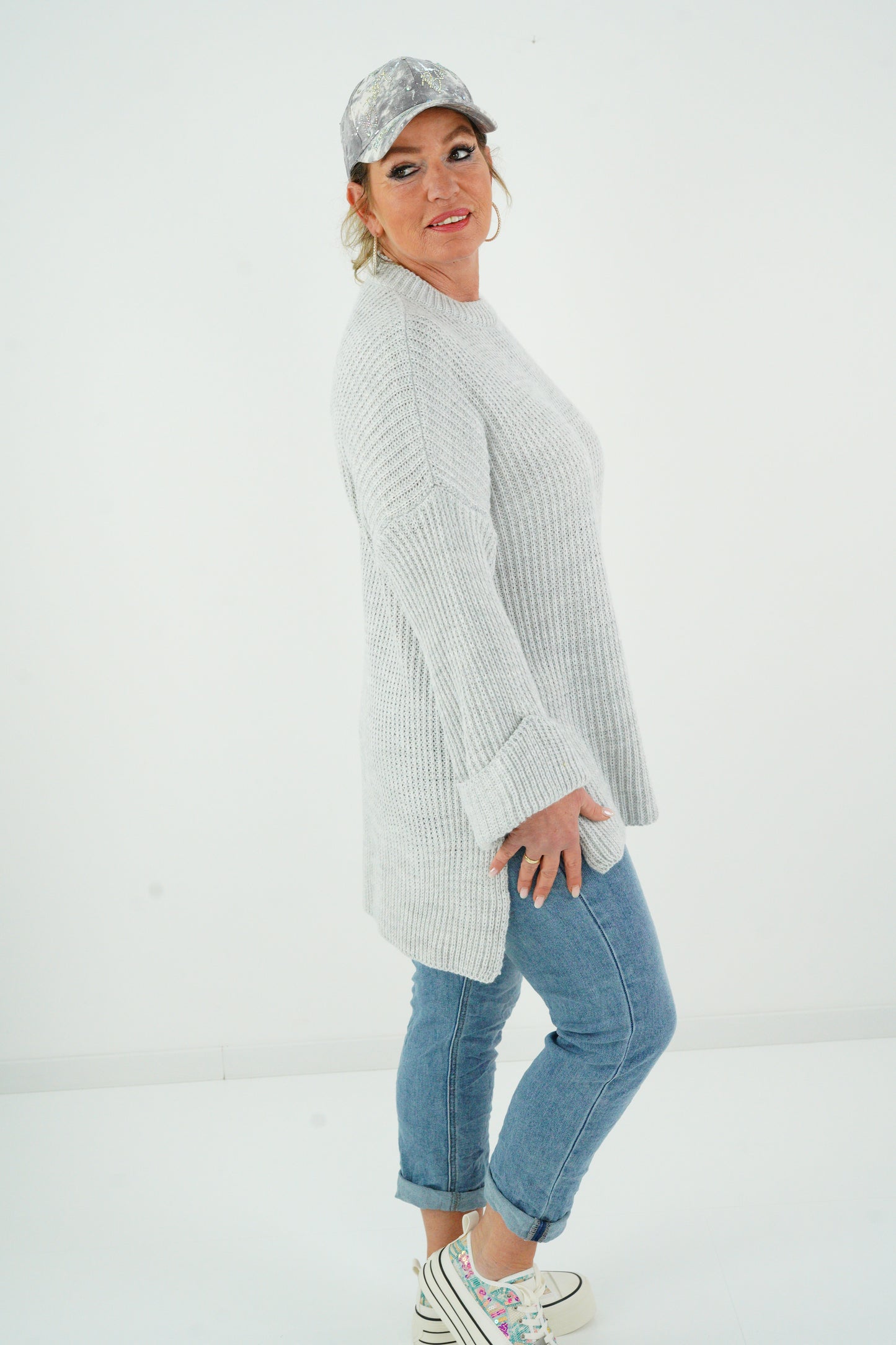 Strickpullover in Hellgrau (38-42)