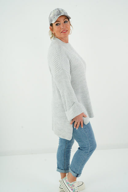 Strickpullover in Hellgrau (38-42)