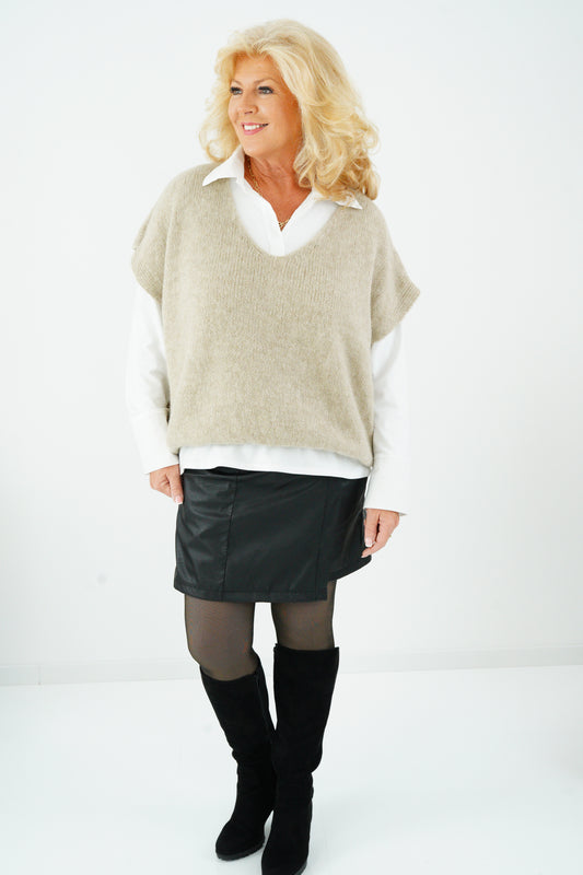 Shortsrock Kunstleder in Schwarz (36-40)