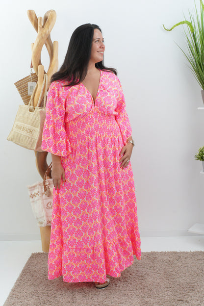 Kleid in Neon-Orange-Pink (40-44)