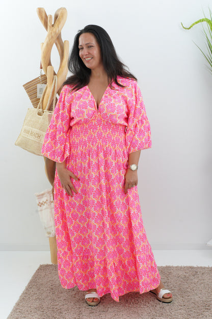 Kleid in Neon-Orange-Pink (40-44)